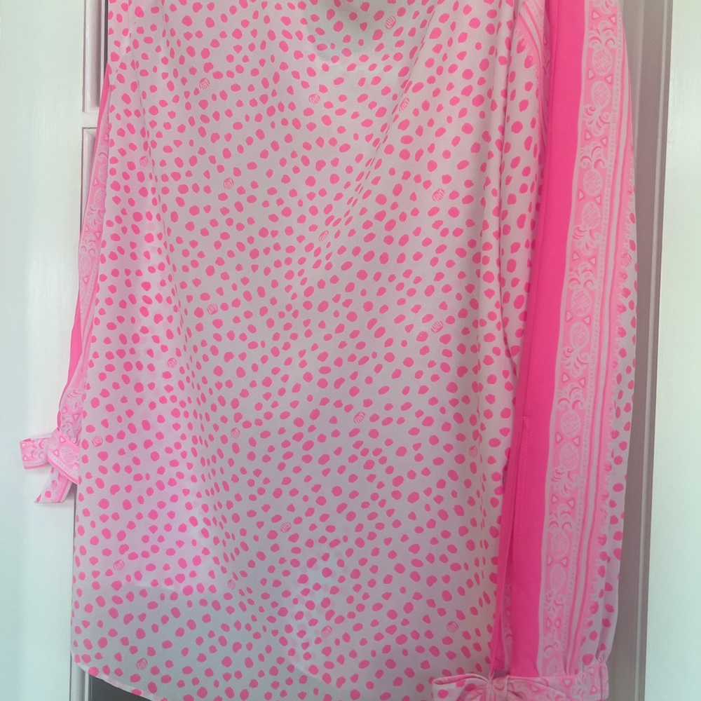 Lilly Pulitzer too , blouse  “Pamala” Pink Sz L - Picture 8 of 8